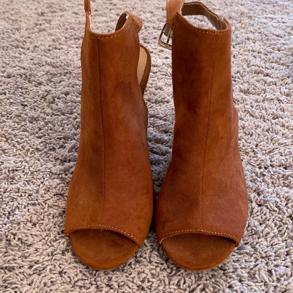 Brown suede heels
